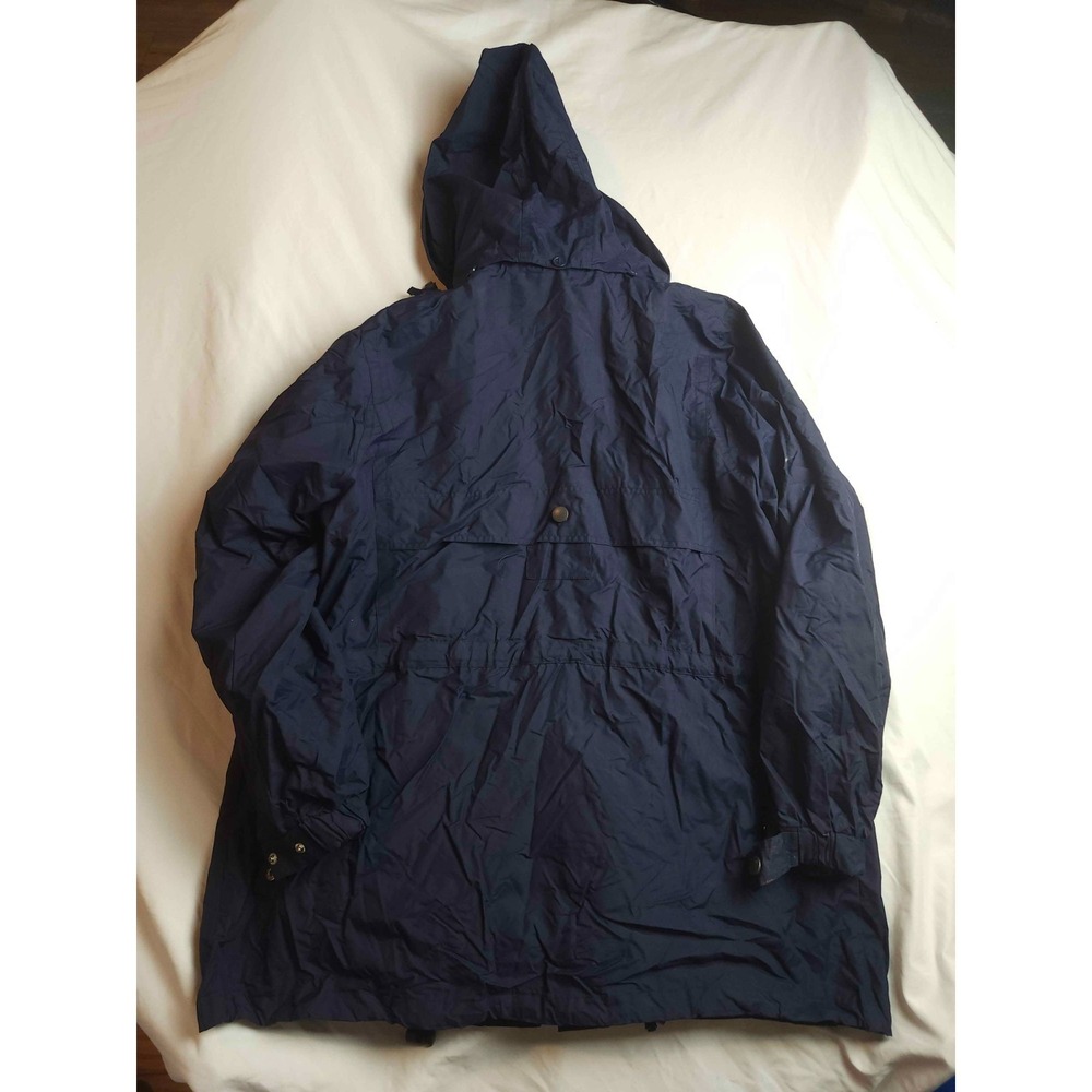 Woman Within Anorak Parka Jacket L 18/20 Blue Hooded Minimalist Utility Gorpcore - Picture 7 of 7